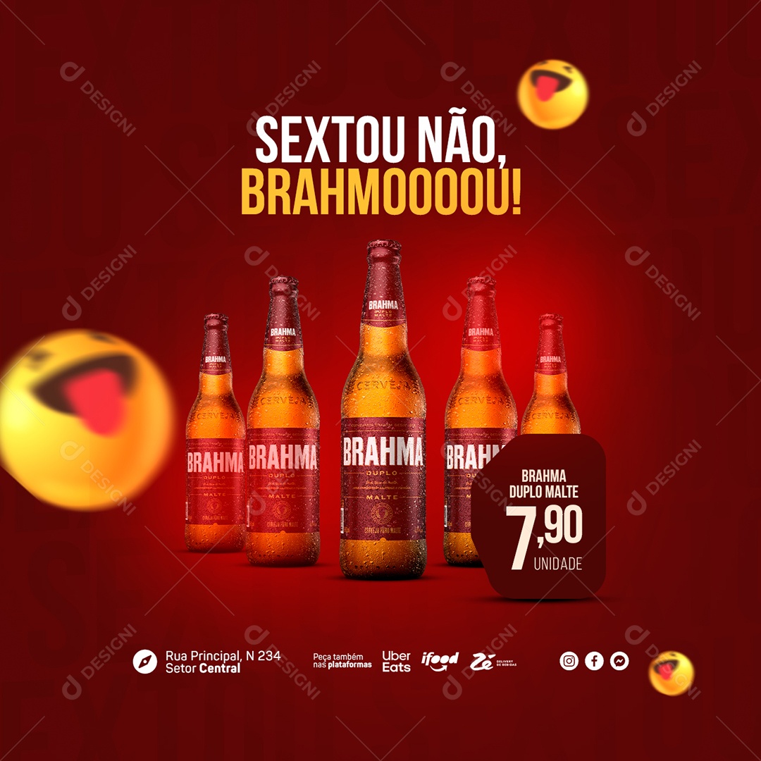 Sextou Não Bramoou Cervejaria Brahma Duplo Malte Social Media PSD Editável