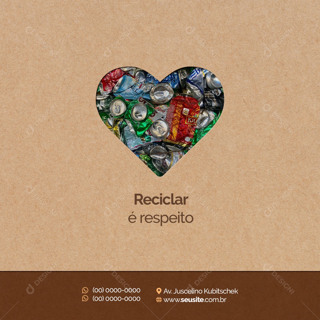 Reciclar é Respeito Reciclagem de Resíduos Social Media PSD Editável