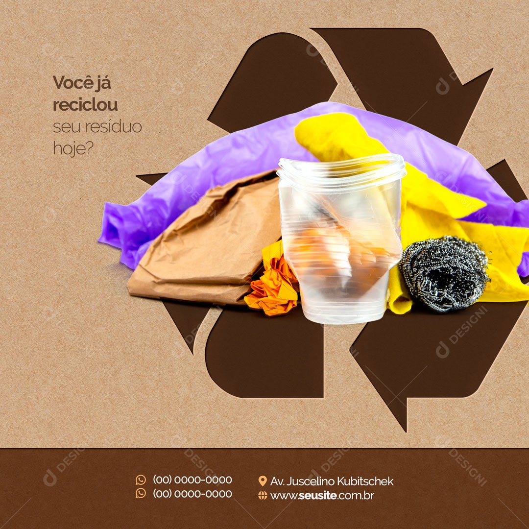 Você Já Reciclou Seu Resduo Hoje? Reciclagem de Resíduos Social Media PSD Editável