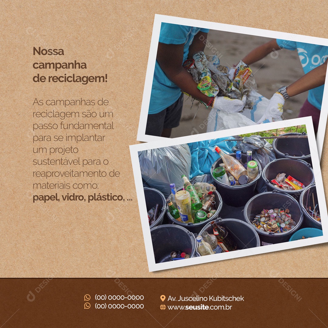 Nossa Campanha de Reciclagem de Resíduos Social Media PSD Editável