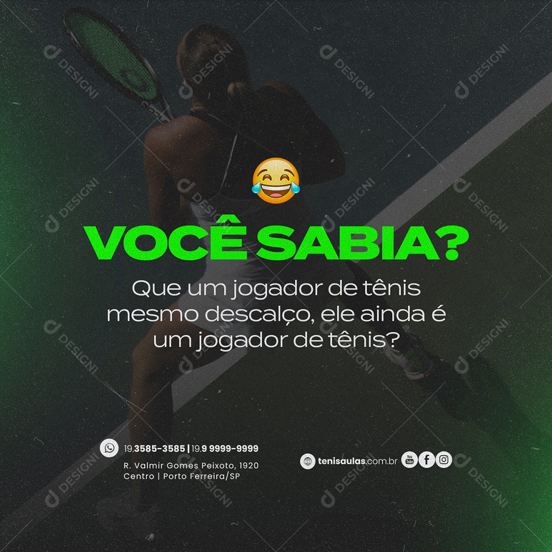 Você Sabia Aula de Tênis Social Media PSD Editável