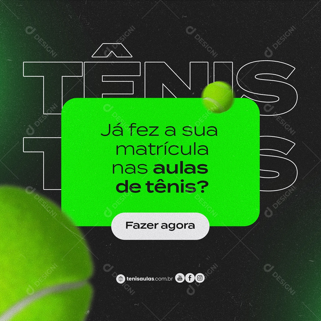 Já Fez a Sua Matrícula nas Aula de Tênis Social Media PSD Editável