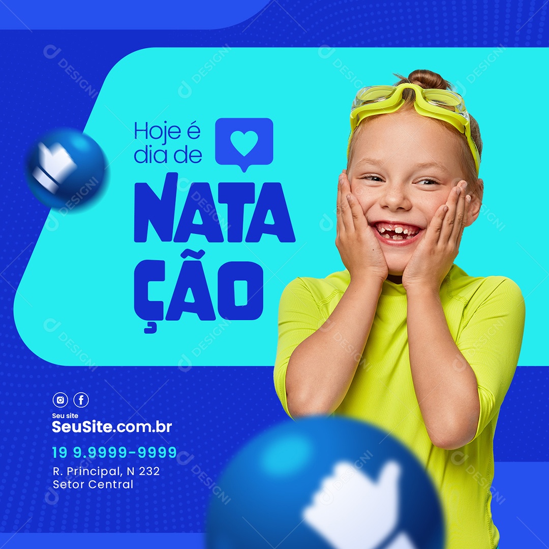 Hoje é Dia de Natação Social Media PSD Editável