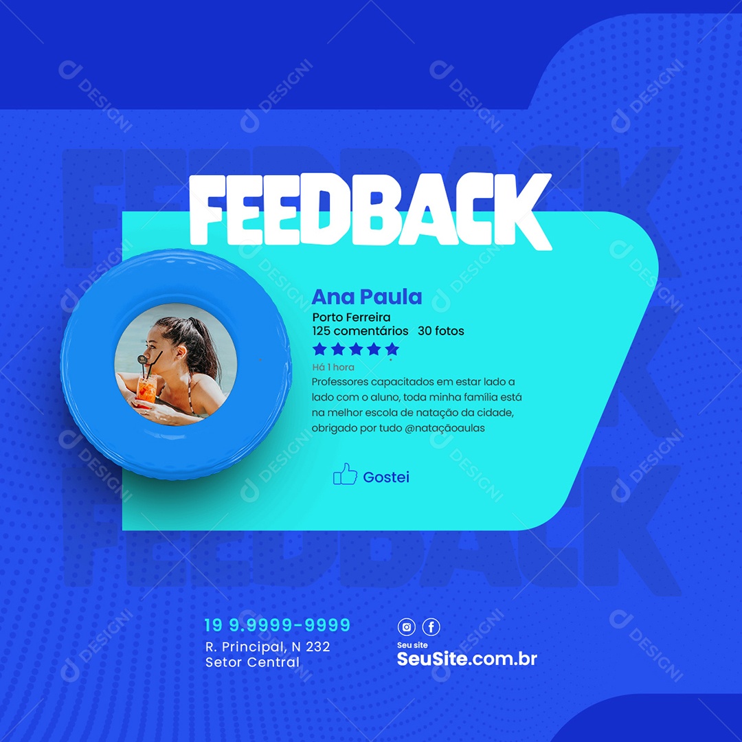 Feedback Natação Social Media PSD Editável
