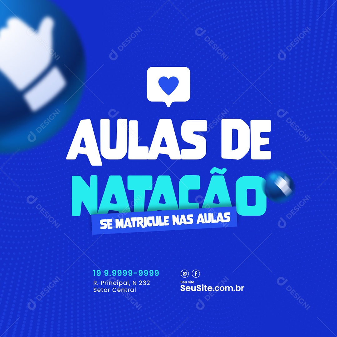 Aulas de Natação se Matricule nas Aulas Social Media PSD Editável