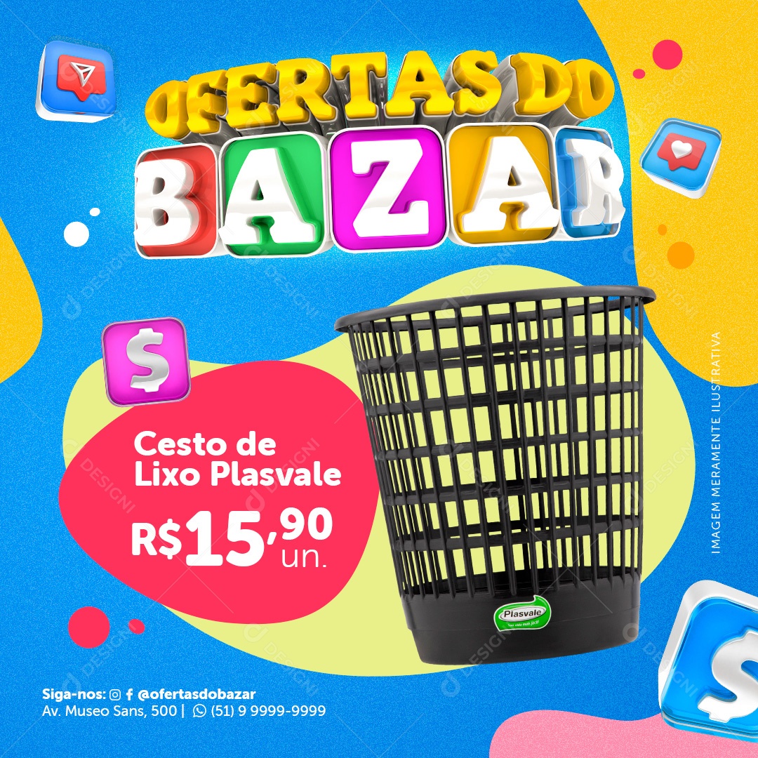Post Ofertas do Bazar Social Media PSD Editável