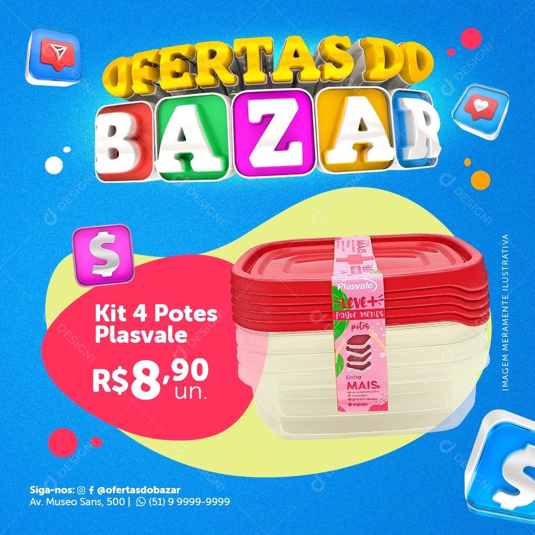 Post Ofertas do Bazar Social Media PSD Editável