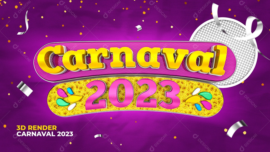 Selo 3D Carnaval 2023 PSD Para Composição