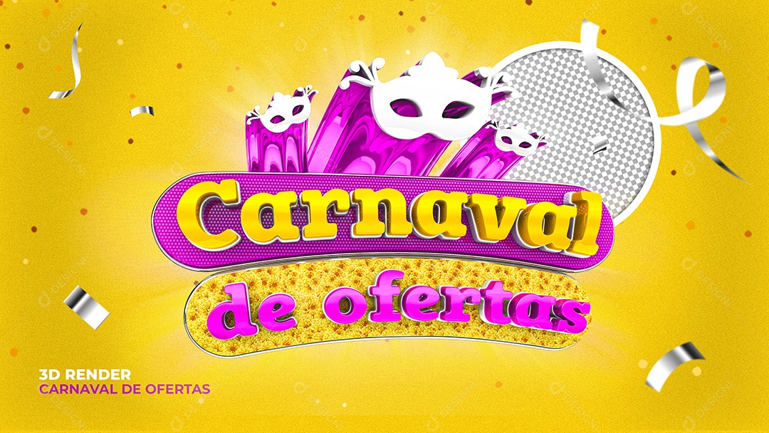 Selo 3D Carnaval de Ofertas PSD Para Composição
