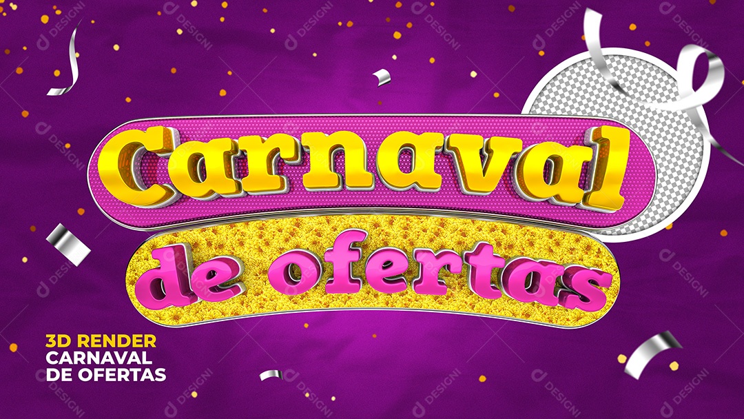 Selo 3D Carnaval de Ofertas PSD Para Composição
