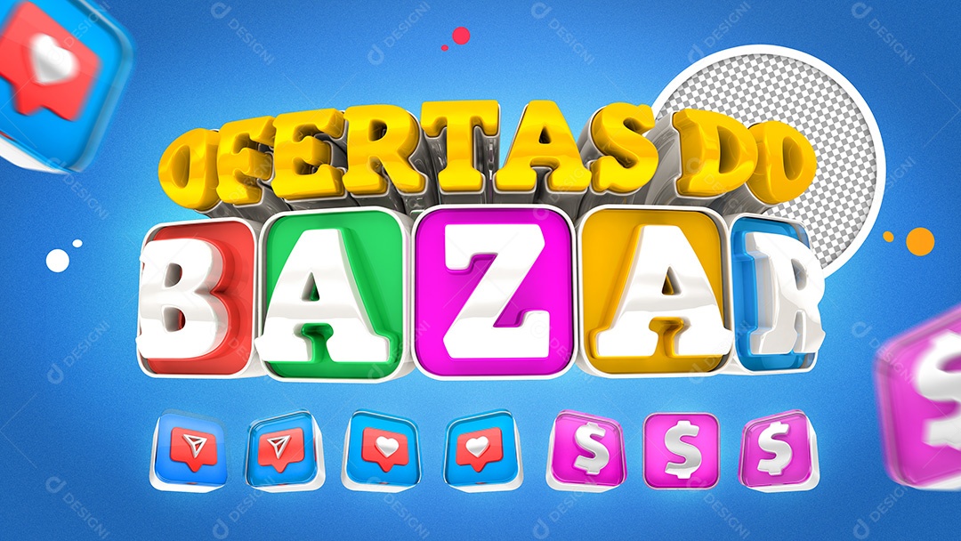 Selo 3D Ofertas do Bazar PNG Para Composição