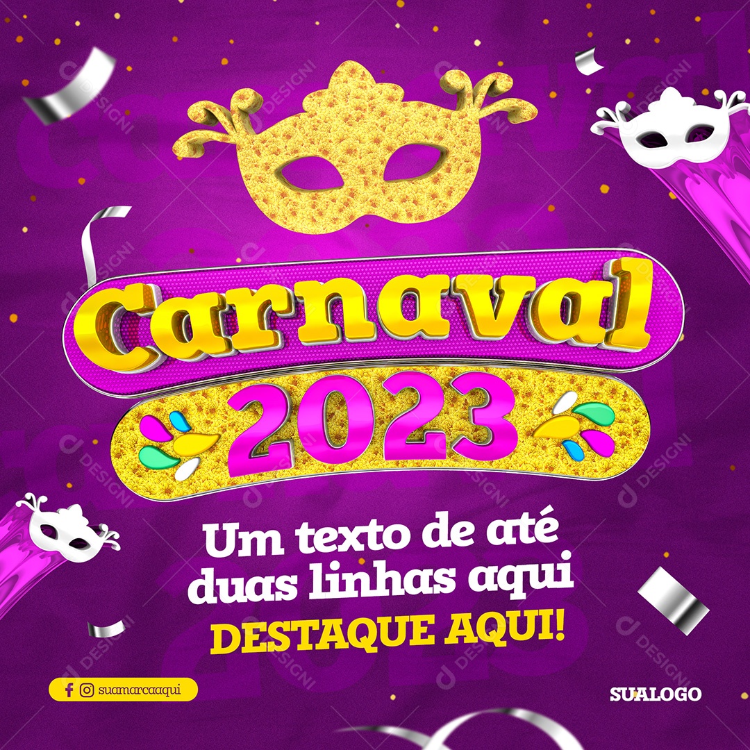 Selo 3D Carnaval 2023 PSD Para Composição