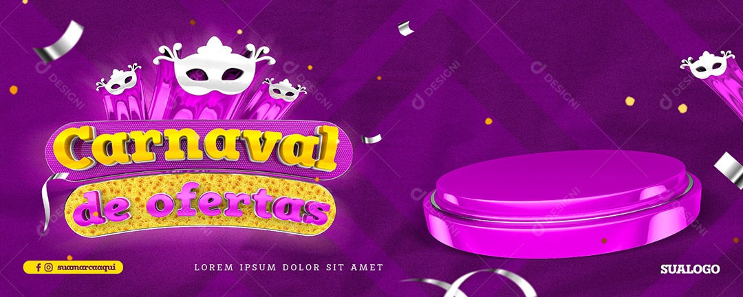 Banner Carnaval de Ofertas Podium Social Media PSD Editável