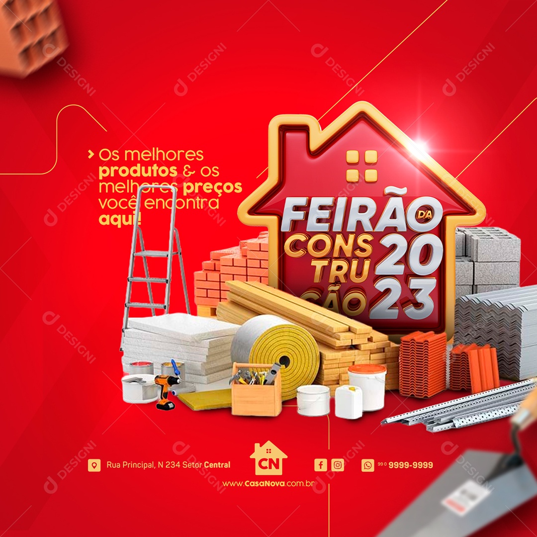 Campanha Publicitária Feirão da Construção 2023 Social Media PSD Editável