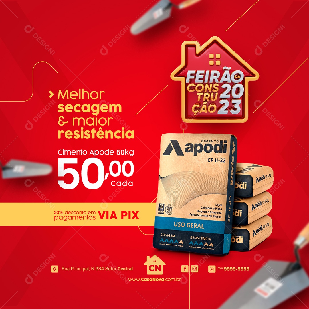 Campanha Publicitária Feirão da Construção 2023 Social Media PSD Editável