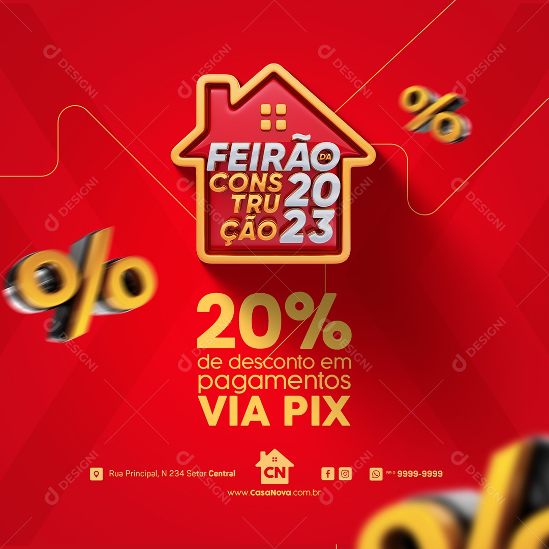 Campanha Publicitária Feirão da Construção 2023 Social Media PSD Editável