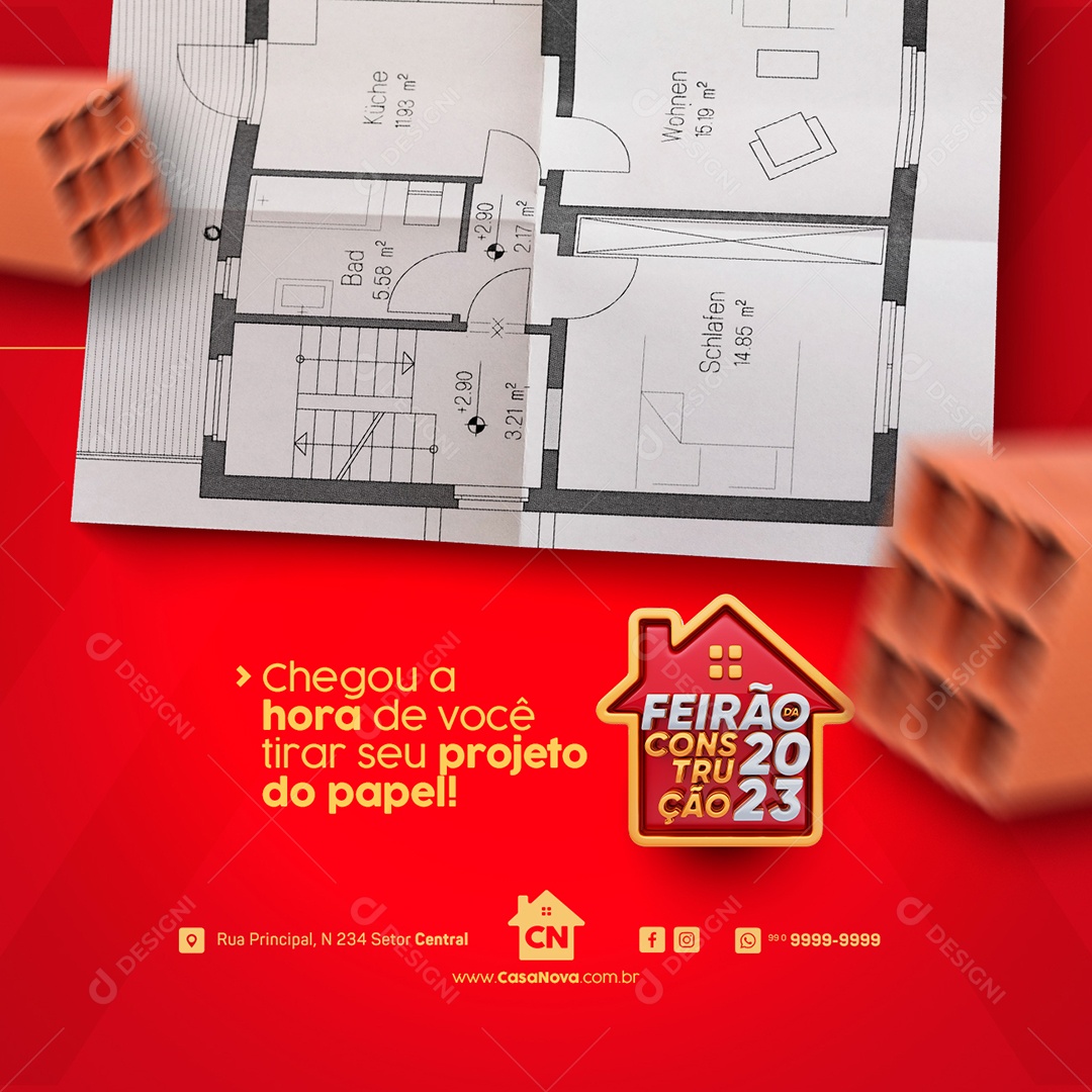 Campanha Publicitária Feirão da Construção 2023 Social Media PSD Editável