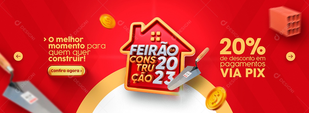 Campanha Publicitária Feirão da Construção 2023 Carrossel Social Media PSD Editável