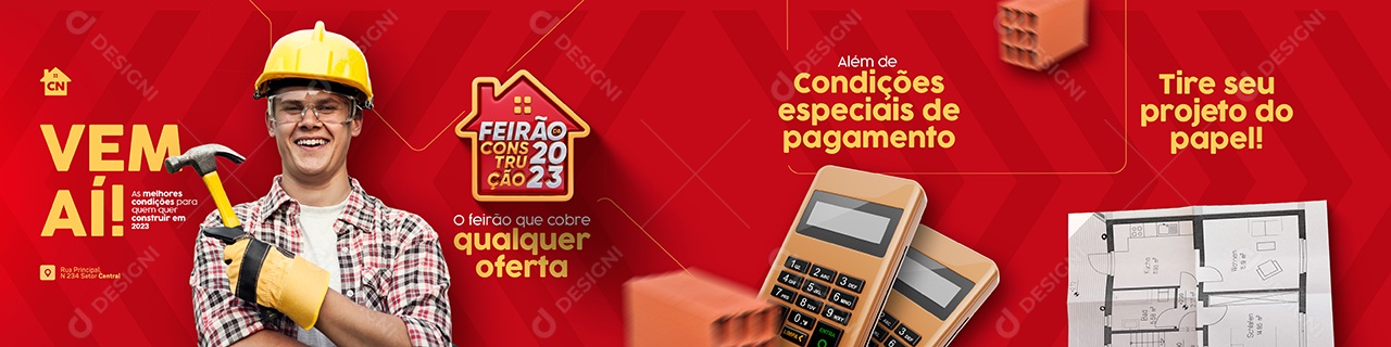 Campanha Publicitária Feirão da Construção 2023 Carrossel Social Media PSD Editável