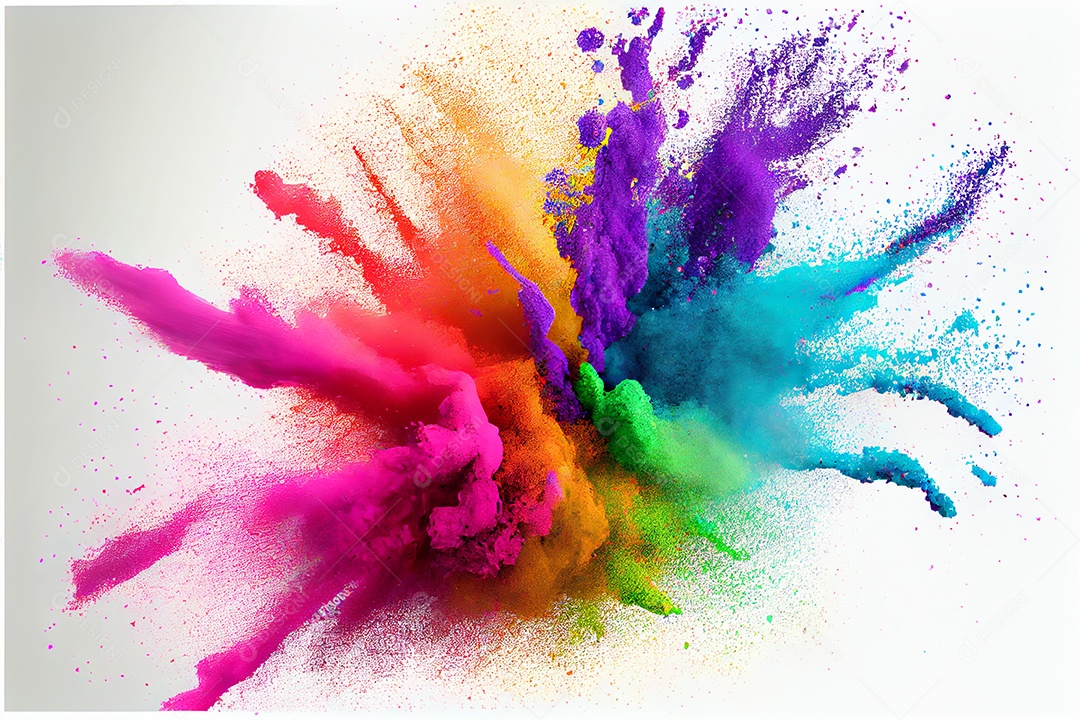 Composição de tinta fractal coloridas sobre fundo isolado