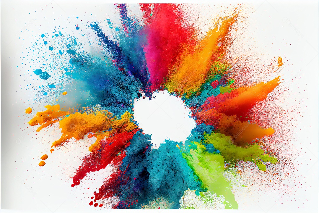 Composição de tinta fractal coloridas sobre fundo isolado