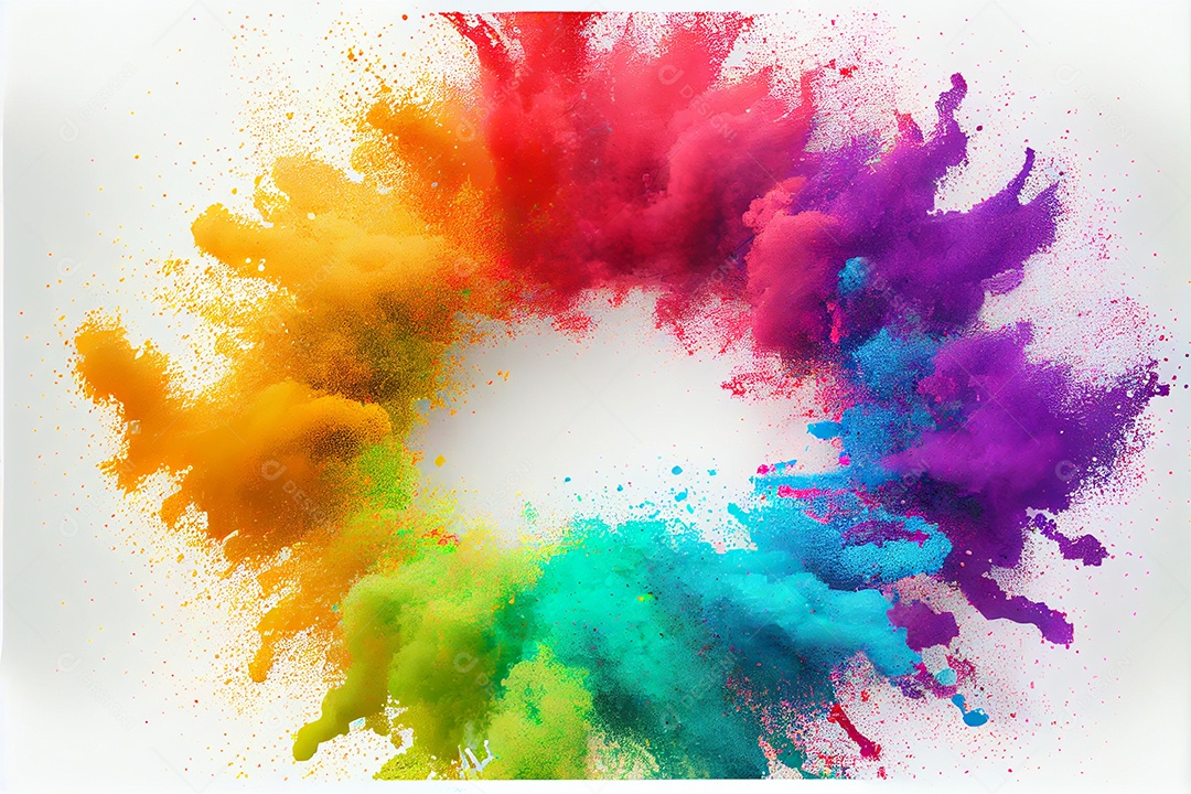 Composição de tinta fractal coloridas sobre fundo isolado