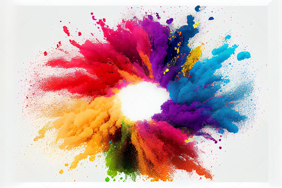 Composição de tinta fractal coloridas sobre fundo isolado