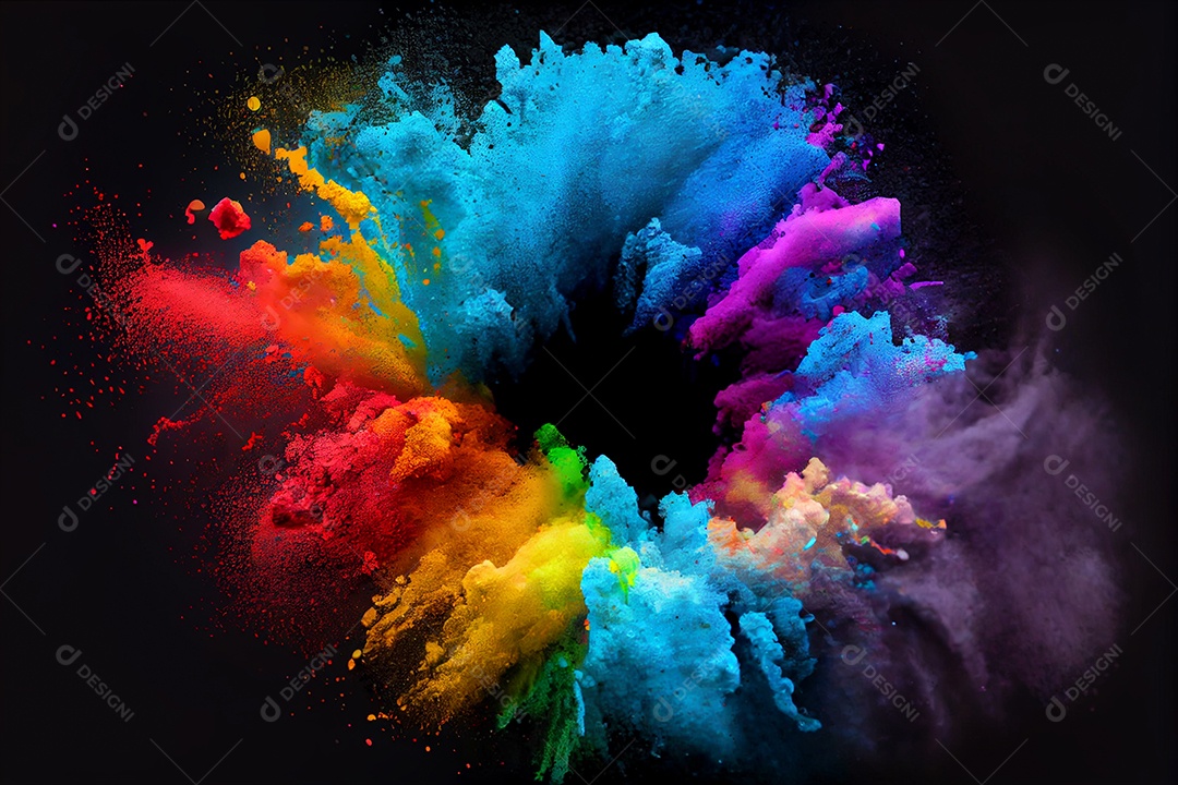 Composição de tinta fractal coloridas sobre fundo isolado