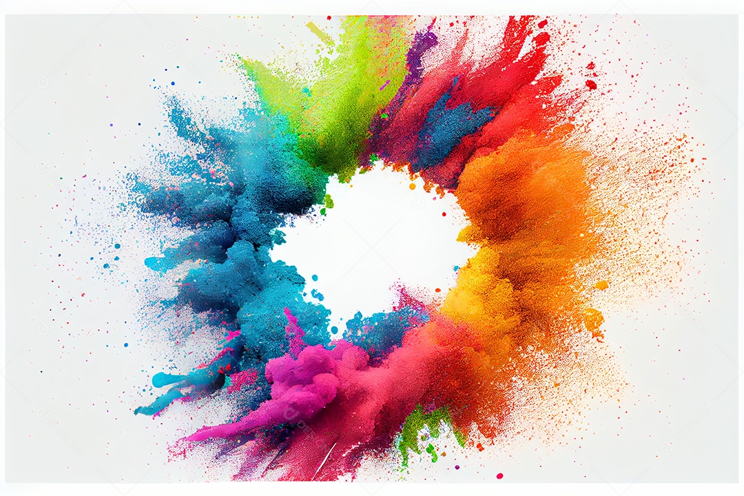 Composição de tinta fractal coloridas sobre fundo isolado