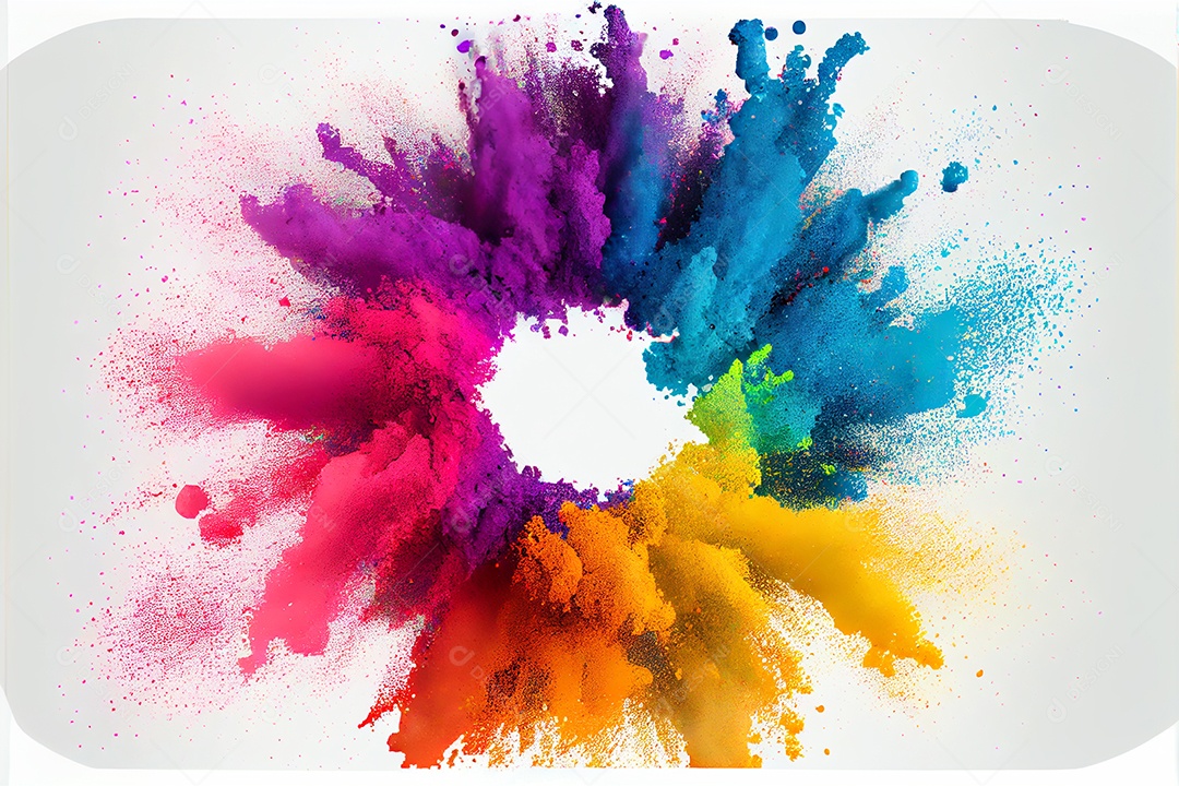 Composição de tinta fractal coloridas sobre fundo isolado