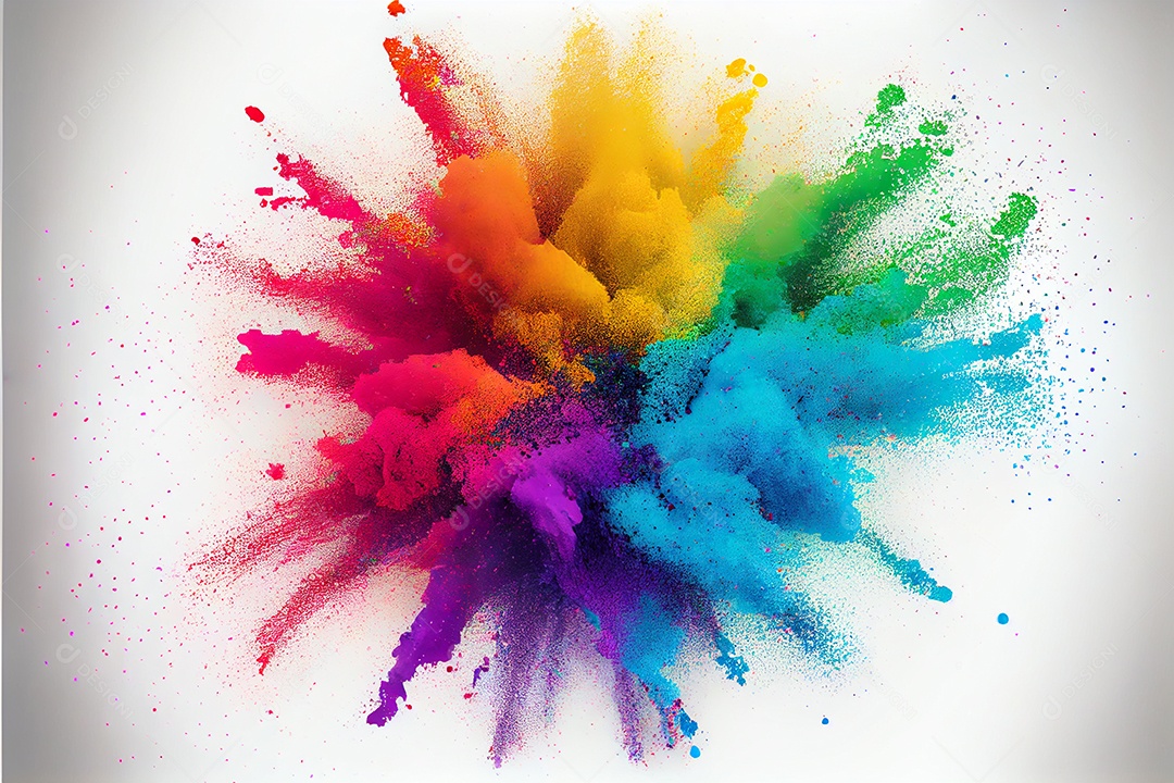 Composição de tinta fractal coloridas sobre fundo isolado