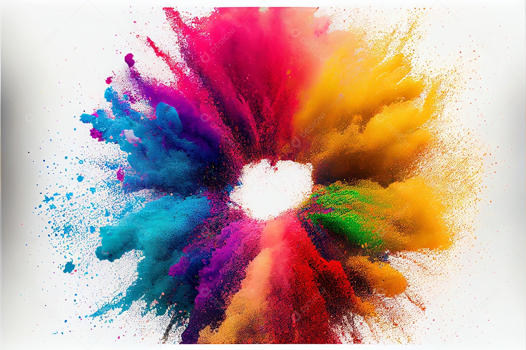 Composição de tinta fractal coloridas sobre fundo isolado