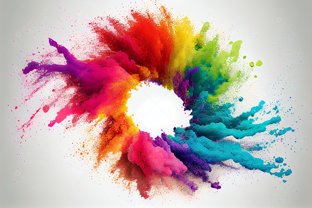 Composição de tinta fractal coloridas sobre fundo isolado