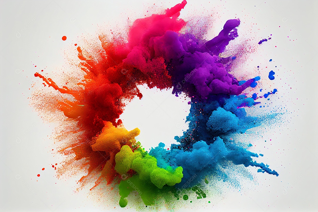 Composição de tinta fractal coloridas sobre fundo isolado