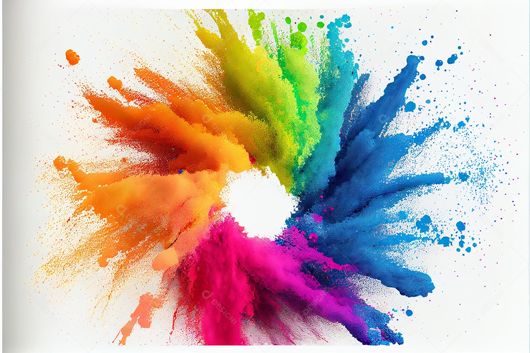 Composição de tinta fractal coloridas sobre fundo isolado