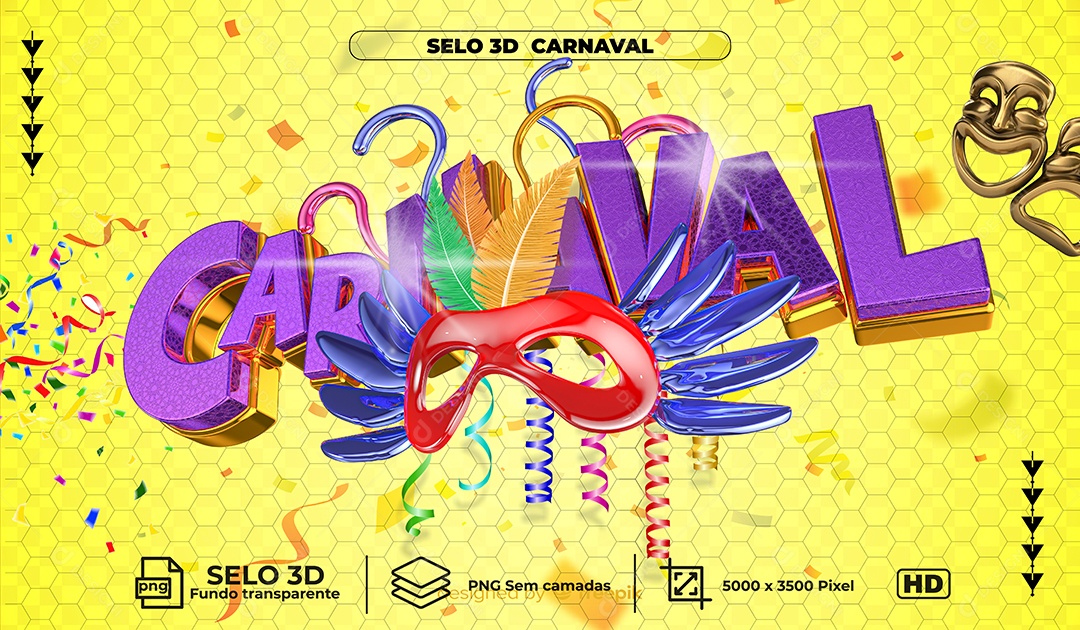 Selo 3D Para Composição Carnaval PNG Transparente