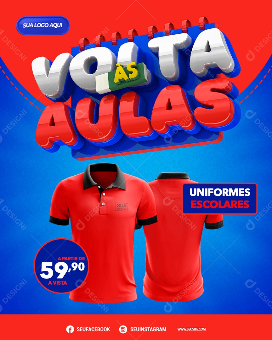 Volta às Aulas Uniformes Escolares Social Media PSD Editável