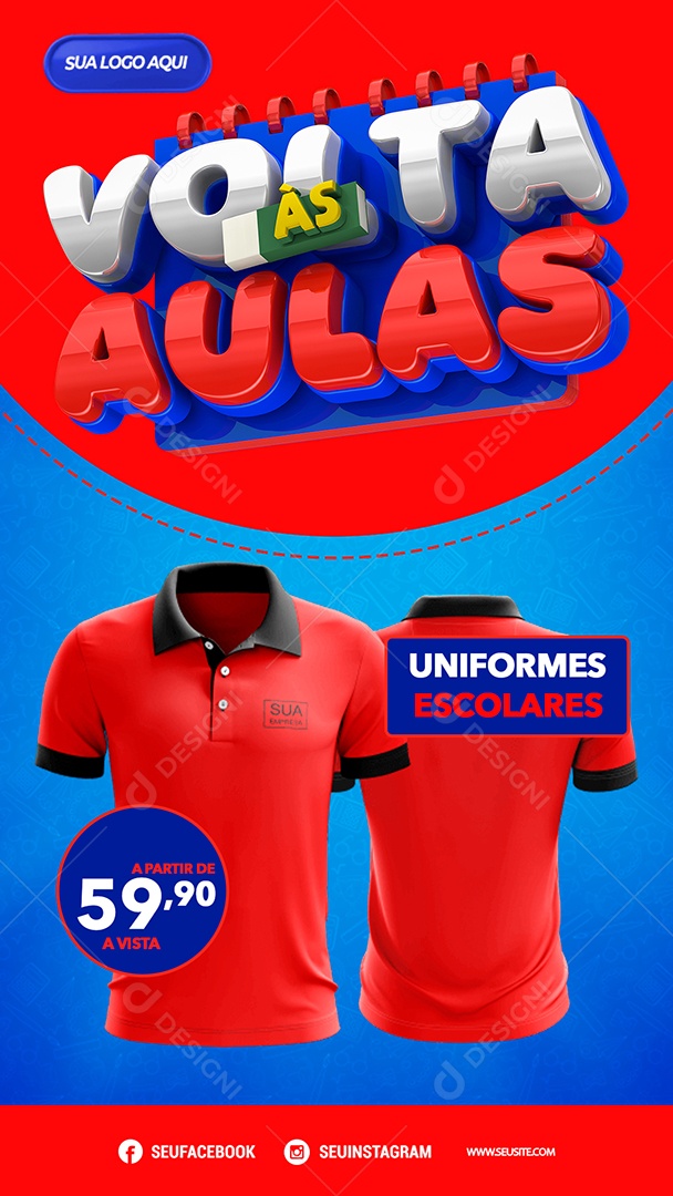 Story Volta às Aulas Uniformes Escolares Social Media PSD Editável