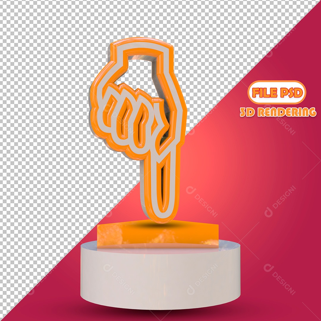 Elemento 3D Emoji Mão Apontando Para Baixo Para Composição PSD