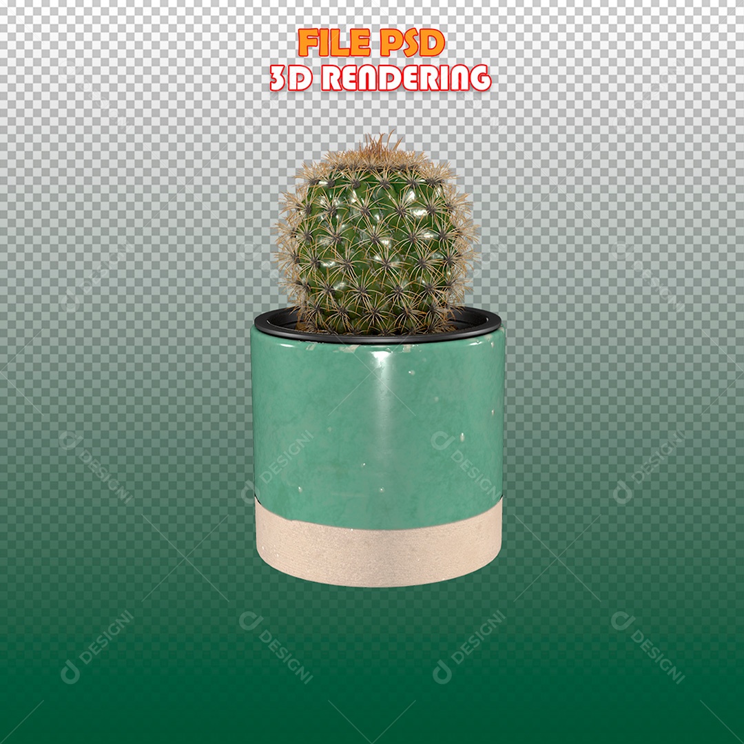 Elemento 3D Planta Cacto PSD Para Composição