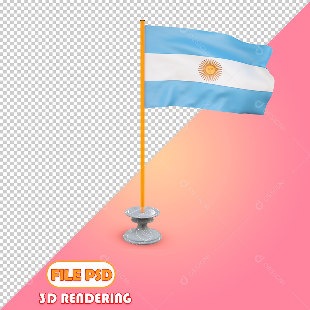 Elementos 3D Bandeira da Argentina PSD Para Composição