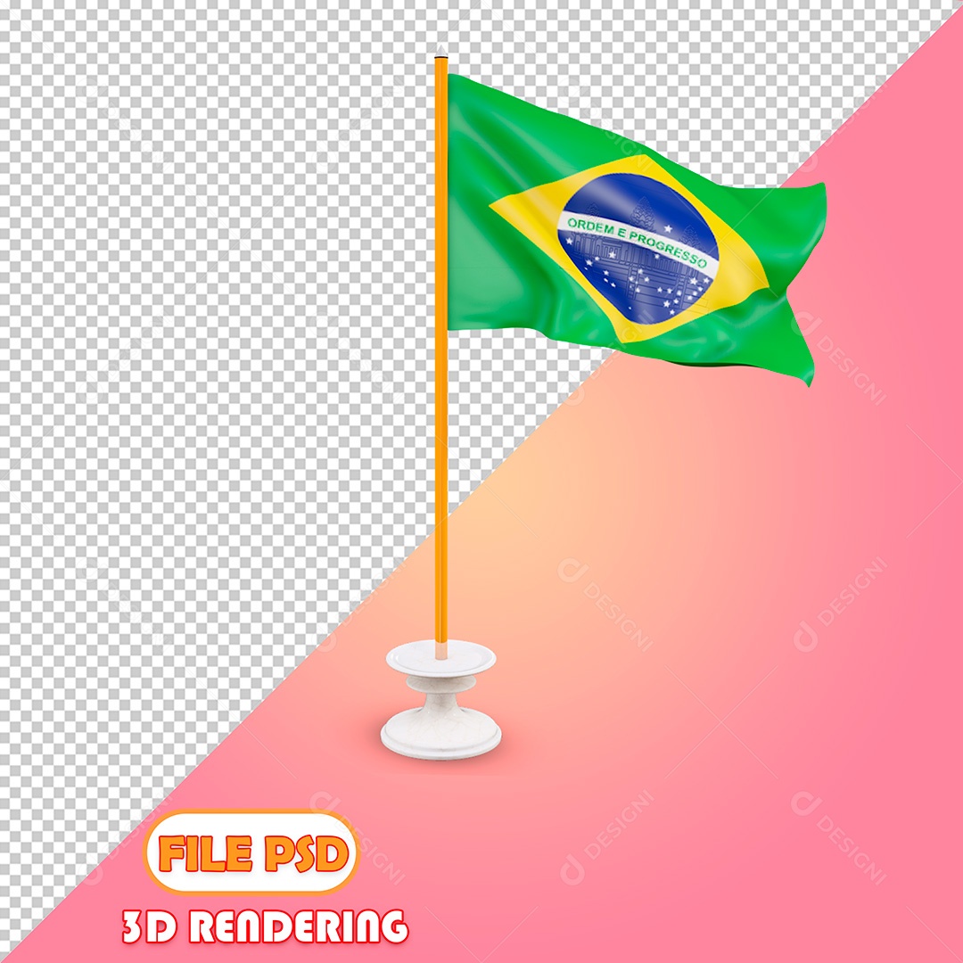 Elementos 3D Bandeira do Brasil PSD Para Composição