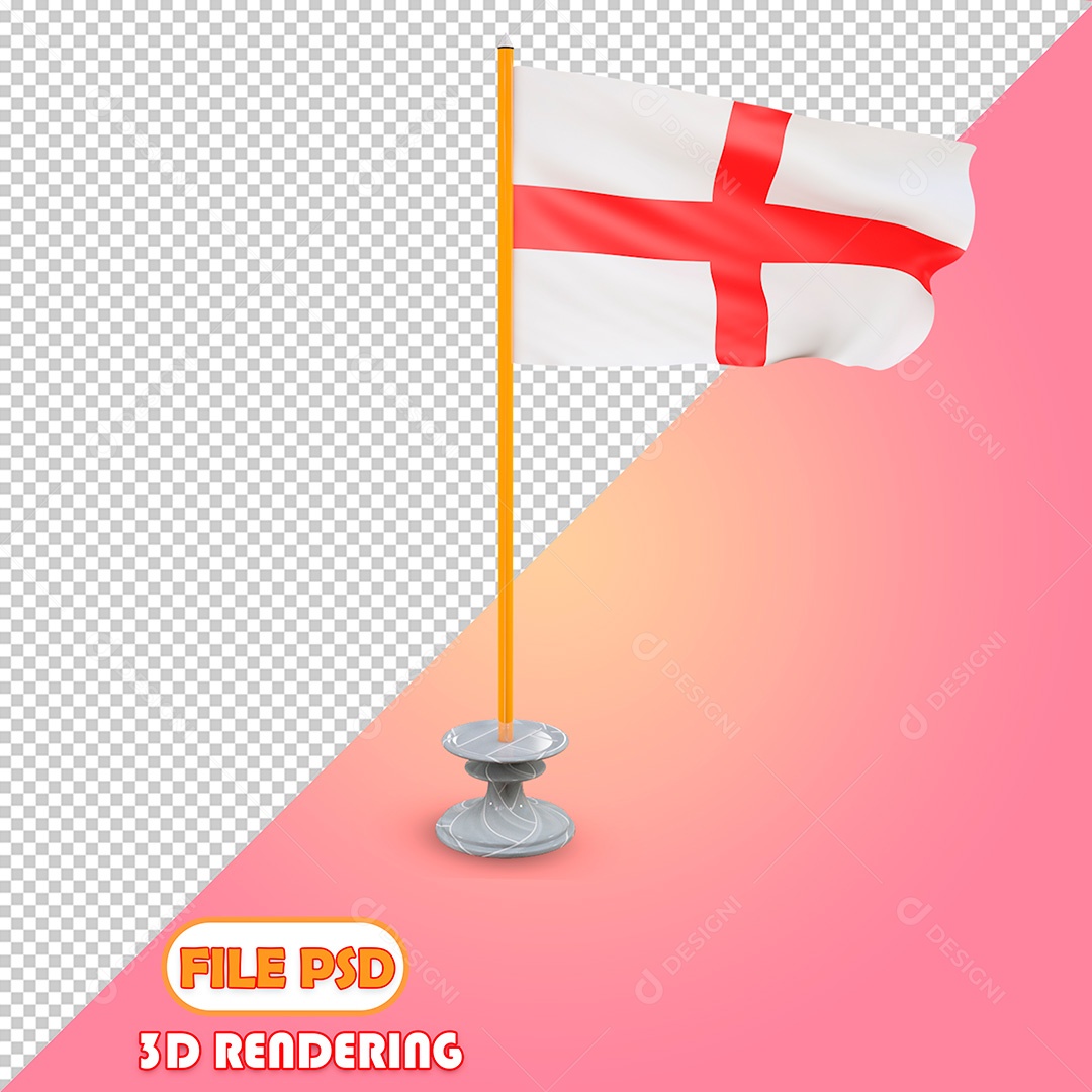 Elementos 3D Bandeira da Inglaterra PSD Para Composição
