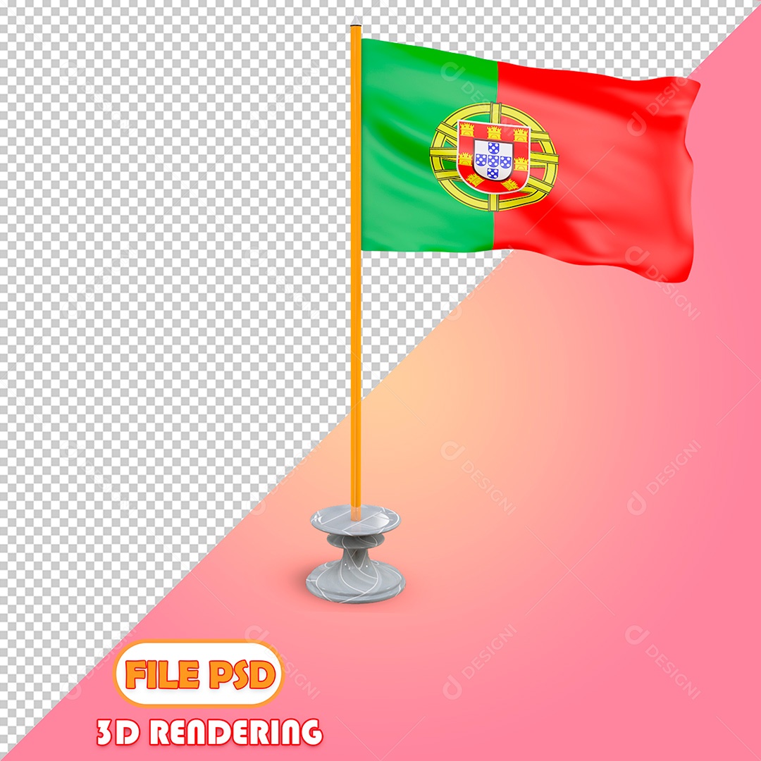 Elementos 3D Bandeira de Portugal PSD Para Composição