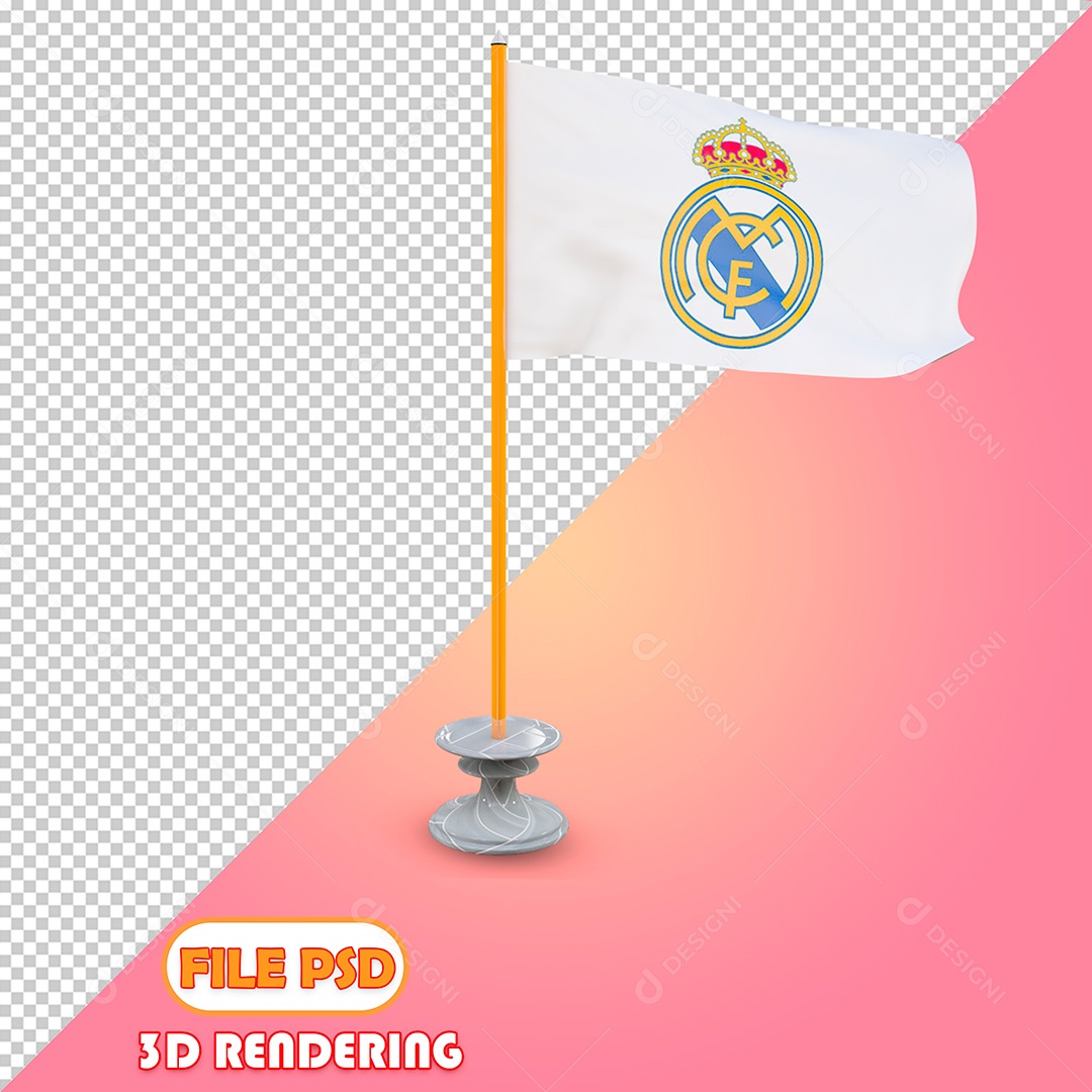 Elementos 3D Bandeira Real Madrid PSD Para Composição