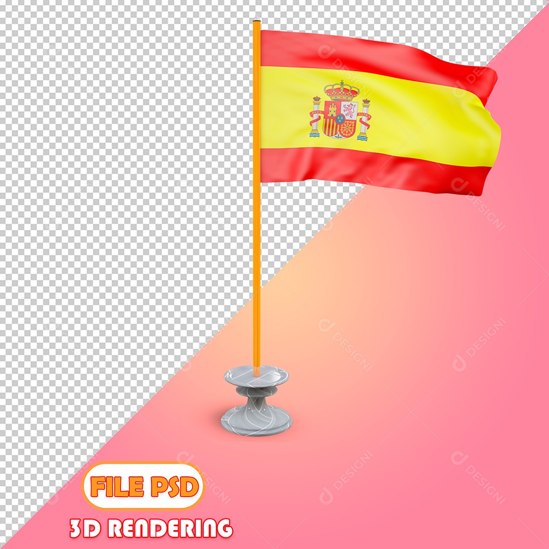 Elementos 3D Bandeira da Espanha PSD Para Composição