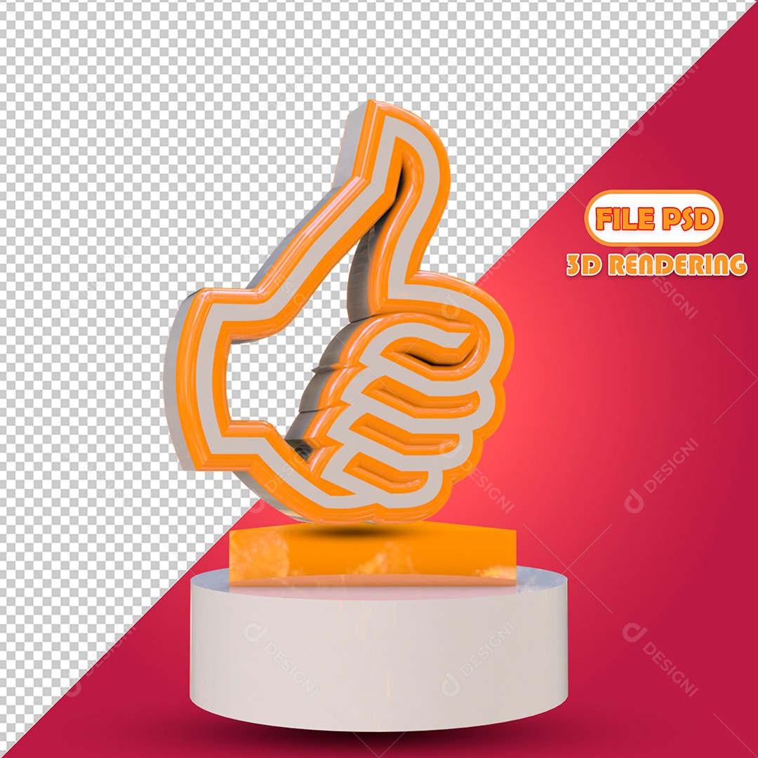 Elemento 3D Emoji Mão Gostei Para Composição PSD