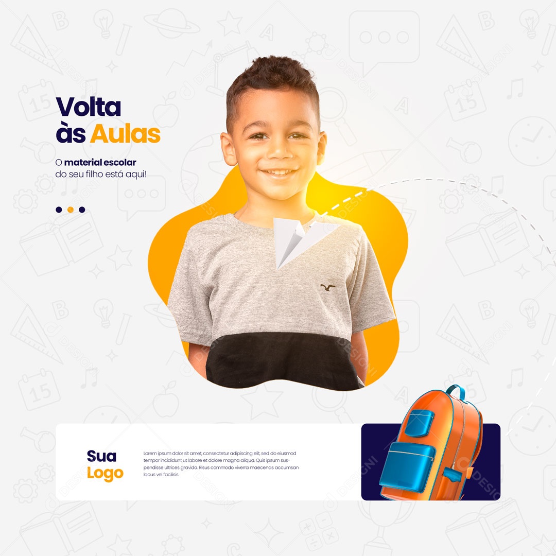 Volta Às Aulas 2023 Papelaria Social Media PSD Editável