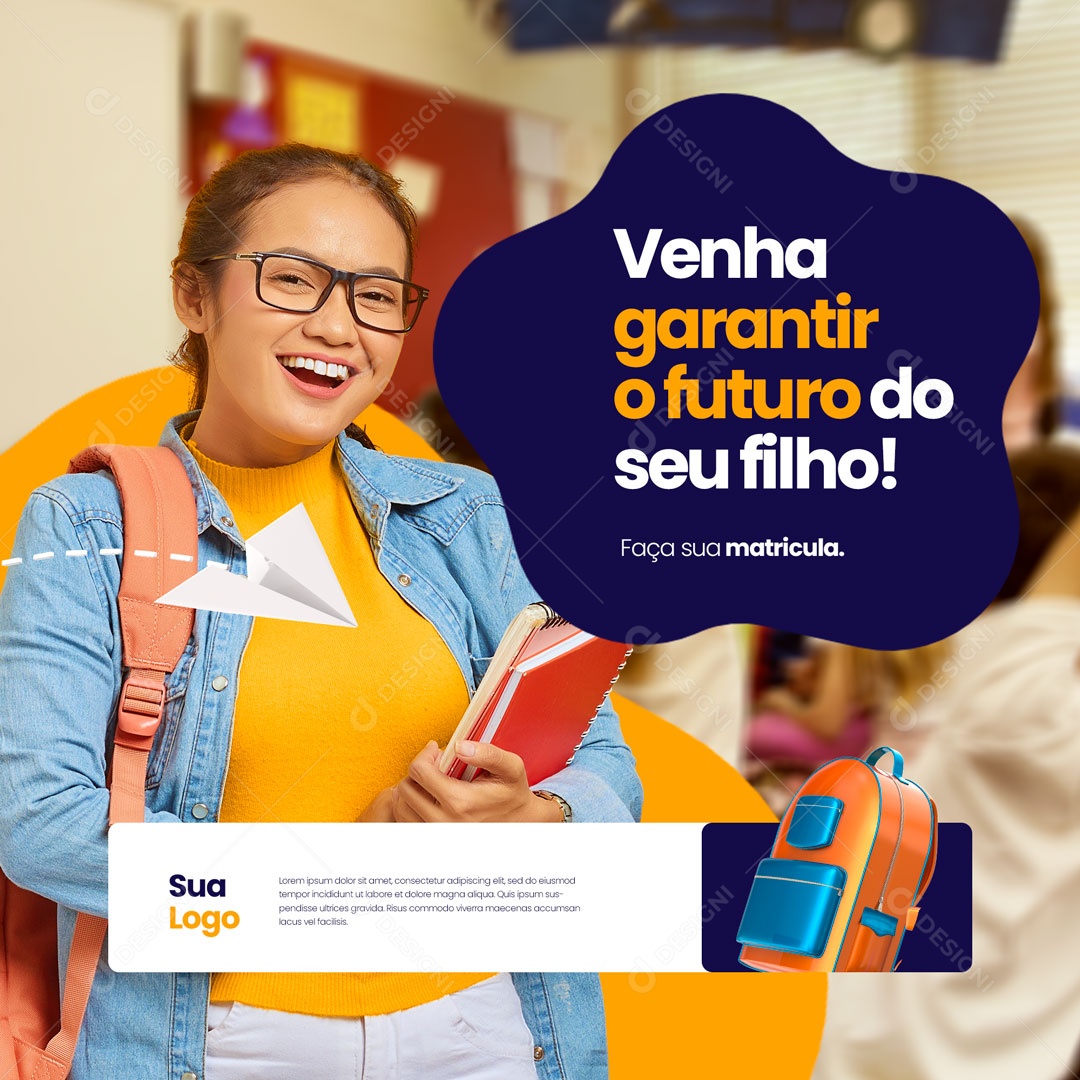 Volta Às Aulas 2023 Faça Sua Matricula Social Media PSD Editável