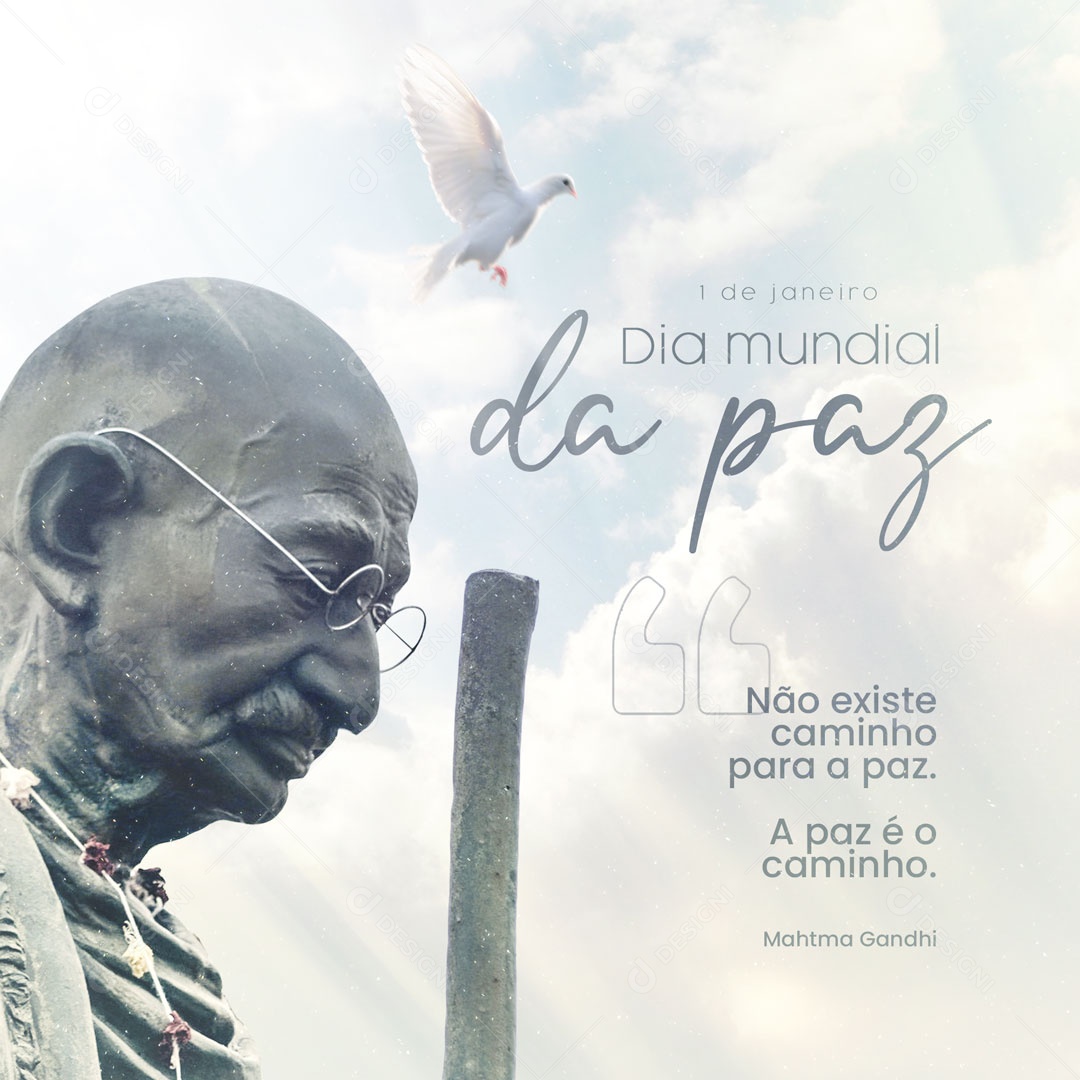 Dia Mundial da Paz 01 de Janeiro Não Existe Caminho Para a Paz a Paz é o Caminho Social Media PSD Editável